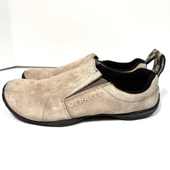 Merrell Taupe Jungle Glove Minamalist Womens Size 6.5 Beige Suede Loafers Shoes - Picture 3 of 8